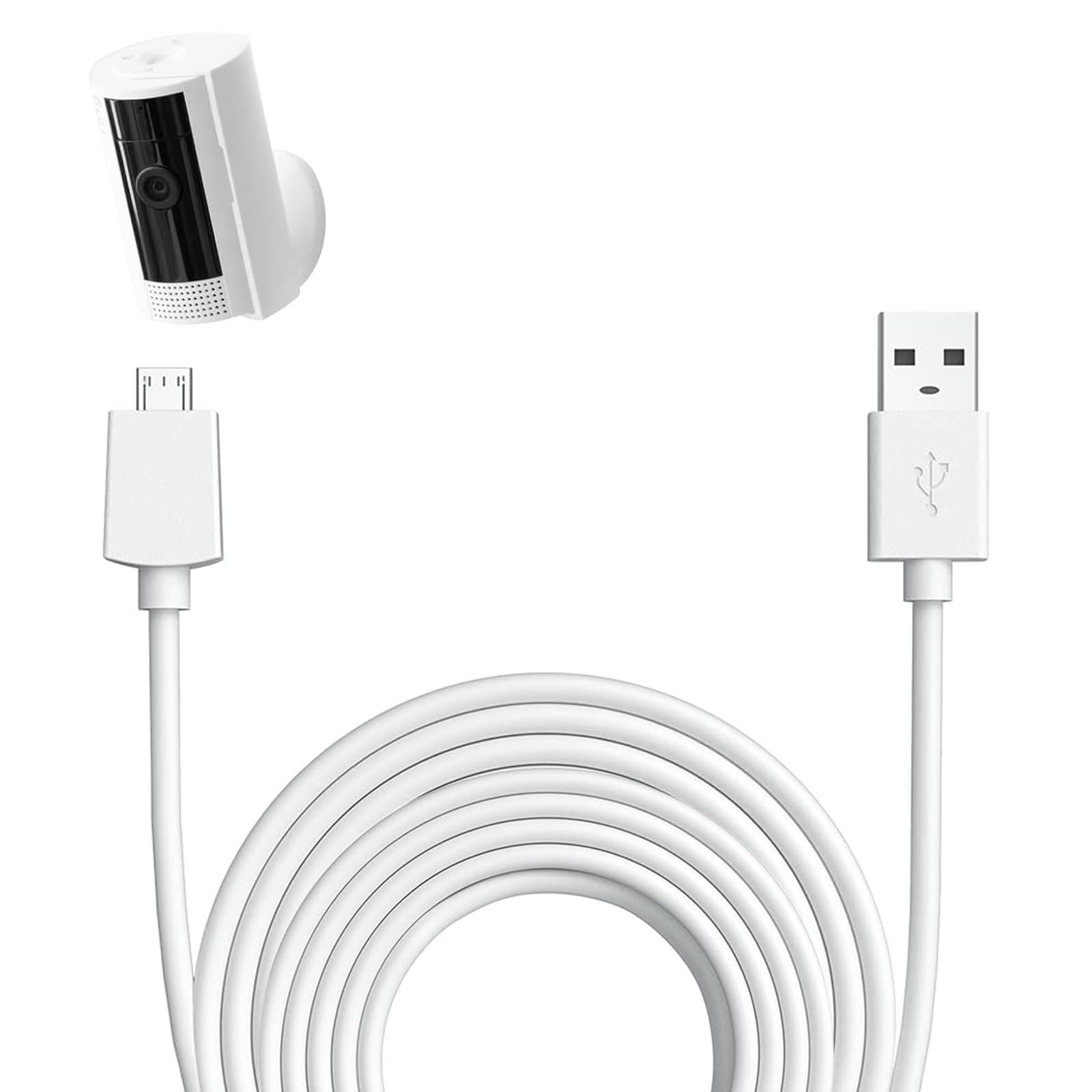 Ring Camera 10 ft USB-A to Micro USB Power Cable for Indoor Cam (2nd Gen) - White