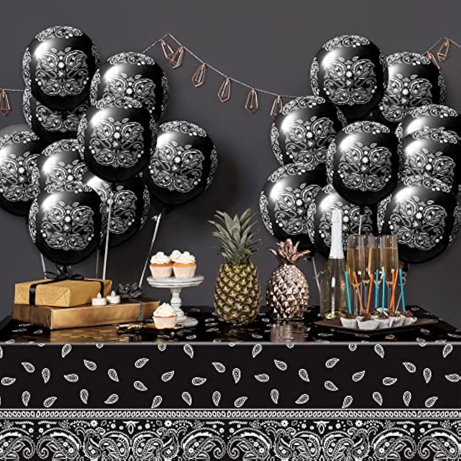 50PCS Black Bandana Balloons – Cholo Gangsta Theme Party Decor for Teens & Western Events