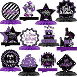 12PCS Birthday Honeycomb Centerpieces for Table Decor, Purple & Black Theme Party Props