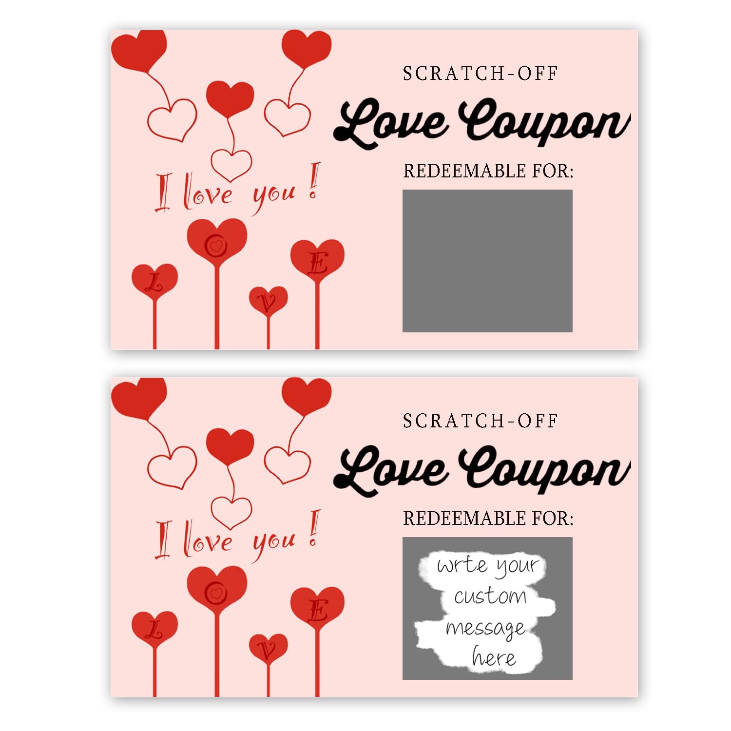 50 Pcs Valentine'S Day Scratch Off Cards 2X3.5Inch Love Coupons Scratch Off Notes Card For Husband, Wife, And Children