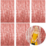 5 Pack Foil Curtain Backdrop Rose Gold Metallic Tinsel Foil Fringe Curtains Photo Booth Props For Birthday Wedding Engagement Baby Shower Bachelorette Christmas Holiday Celebration Party Decorations