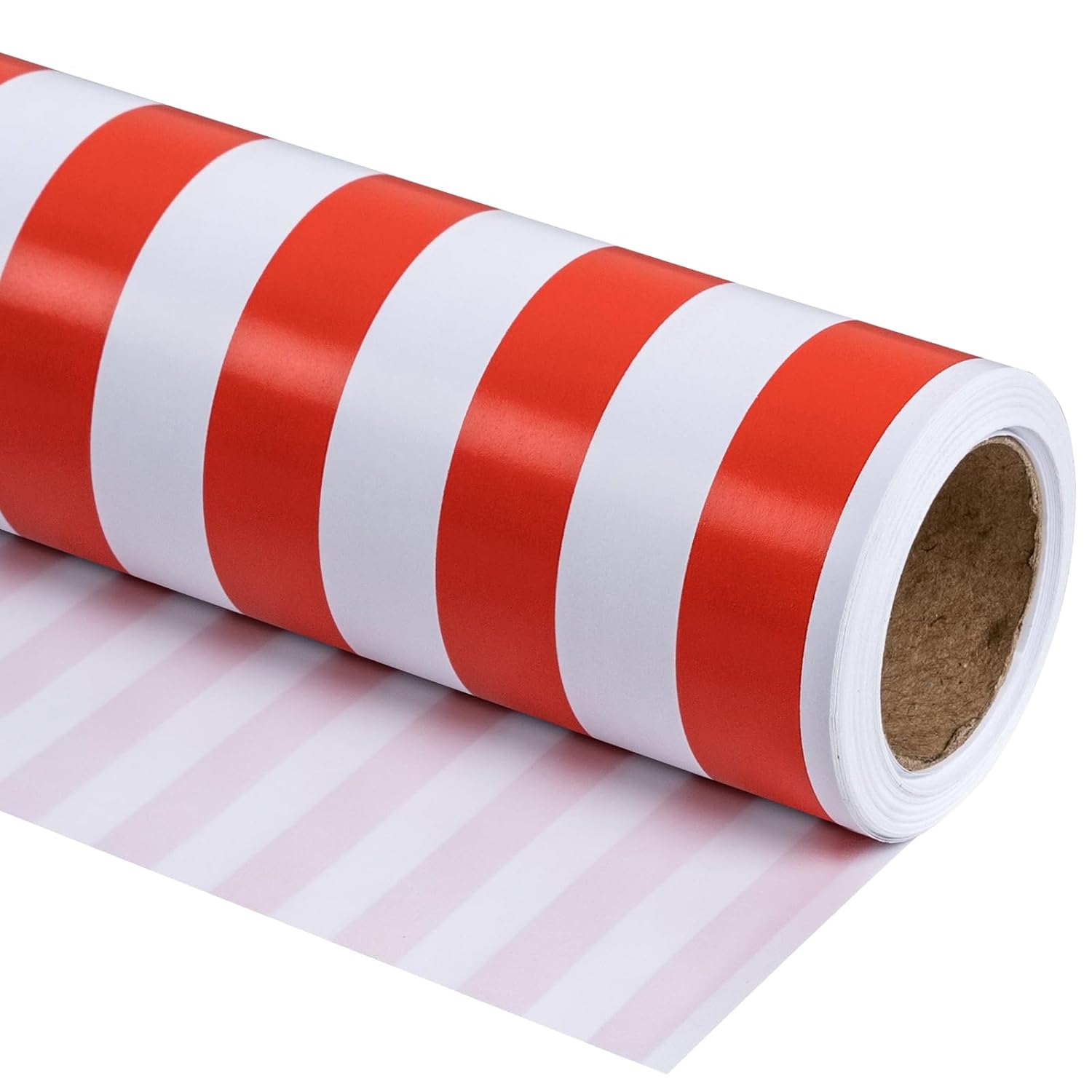 Wrapping Paper - Mini Roll - Red And White Stripe Design Perfect For Wedding, Birthday, Baby Shower, Party - 17.5 Inch X 32.8 Feet
