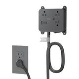 Ultra Thin Flat Extension Cord Power Strip with 3 Outlets and 3 USB Ports for Home and Bedroom