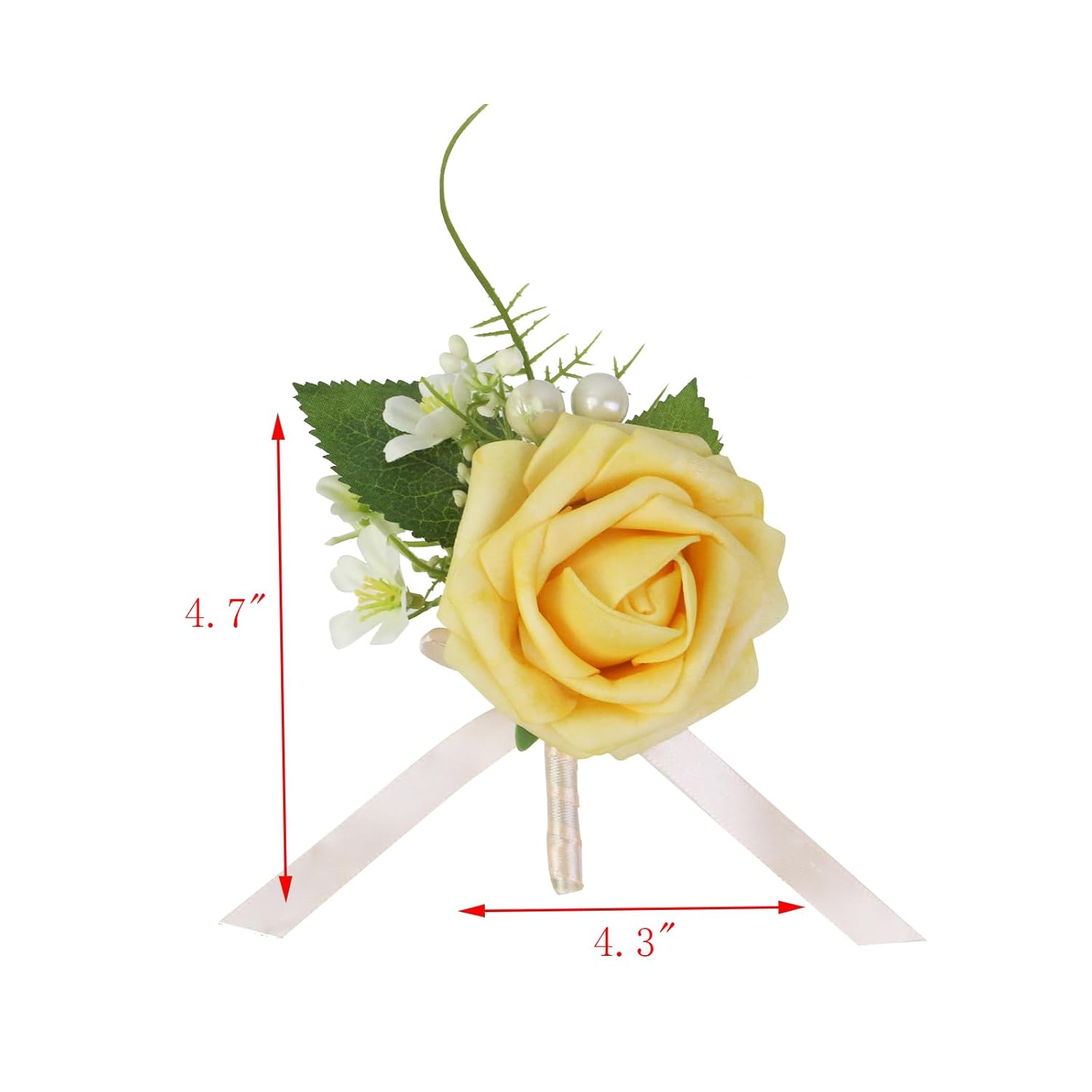 4 Pcs Rose Boutonniere Corsage Boutonniere For Men Wedding, Ceremony Anniversary, Dinner Party Artificial Flower Boutonniere, Yellow
