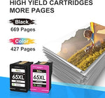 65XL Ink (Black & Color) for Envy 5055, DeskJet 3755, 2652 Printers