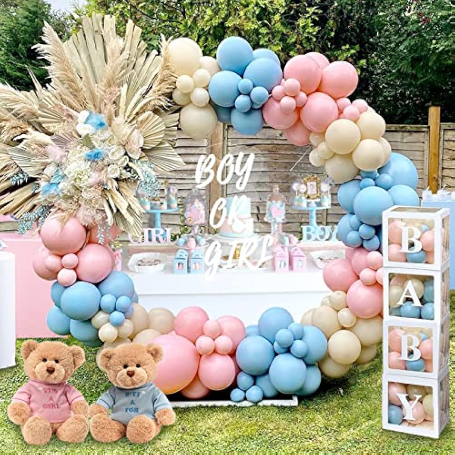 Gender Reveal Decorations Party Set - 176Pcs Pink And Blue Balloons Arch Kit, Baby Box With Letters For Gender Reveal Decor Party Supplies Boy Or Girl Baby Shower Revelacion Genero Backdrop