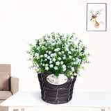 4 Bundles Outdoor Artificial Fake Flowers No Fade Uv Resistant Faux Plastic Plants For Hanging Planter Patio Yard Wedding Indoor Home Kitchen Farmhouse Décor (White)