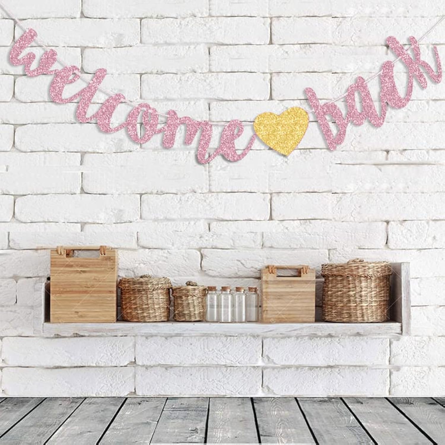 Welcome Back Banner Returning Home Party Paper Sign Teenager Homecoming Returning Home Retiring From The Army Decorations, Rose Gold