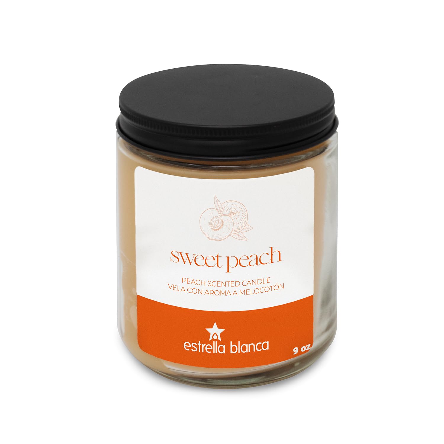Peach Scented Candle, 9Oz Clear Glass Jar, Fruity Home Fragrance, Scented Candles For Home, Soy Candles For Home Scent, Candle Gift For Women Men, Home Fragrance Decoration