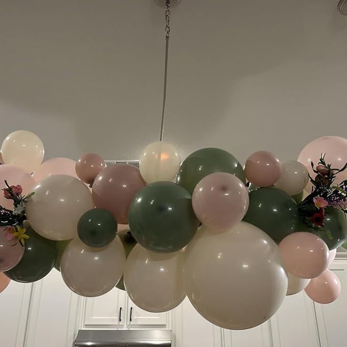 139 Piece Baby in Bloom Balloon Arch Kit Pastel Sage Green and Pink Garland for Baby Shower