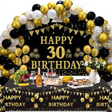 60Th Birthday Decorations Men Women - Black Gold Happy 60 Birthday Bac