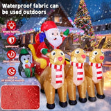 7.6Ft Christmas Inflatable Santa Claus With Sleigh And 3 Reindeer, Penguin With Gift, Lighted Blow Up Yard Decorations O