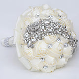 Wedding Bouquets For Bride Bridesmaid Brooch Bouquet Handmade Artificial Flower Tossing Bouquet For Wedding Ceremony Anniversary(Ivory-18Cm)