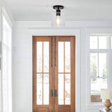 2 Pack Black Semi Flush Mount Ceiling Lights Rustic Matte Black Hallway Fixtures