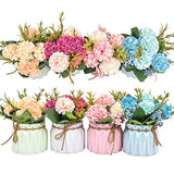 Artificial Flower Plants – Mini Fake Hydrangea Flowers In Pot For Home Decor Party Wedding Office Patio Table Desk Decoration, Set Of 4, Size: 3.3''(Diameter) X 5.5''(Tall)