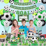 Soccer Birthday Party Supplies - Including HAPPY BIRTHDAY Banner, Soccer Element Bunting, Centerpieces, DIY Name Hanging Sign, Cake Toppers, Balloons, for Soccer Party Decorations