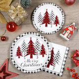 200Pcs Merry Christmas Paper Plates And Napkins Set, Christmas Tree Red & White Plates And Napkins Disposable, Christmas Disposable Dinnerware Set, Christmas Party Xmas Party Decor, Serve 50