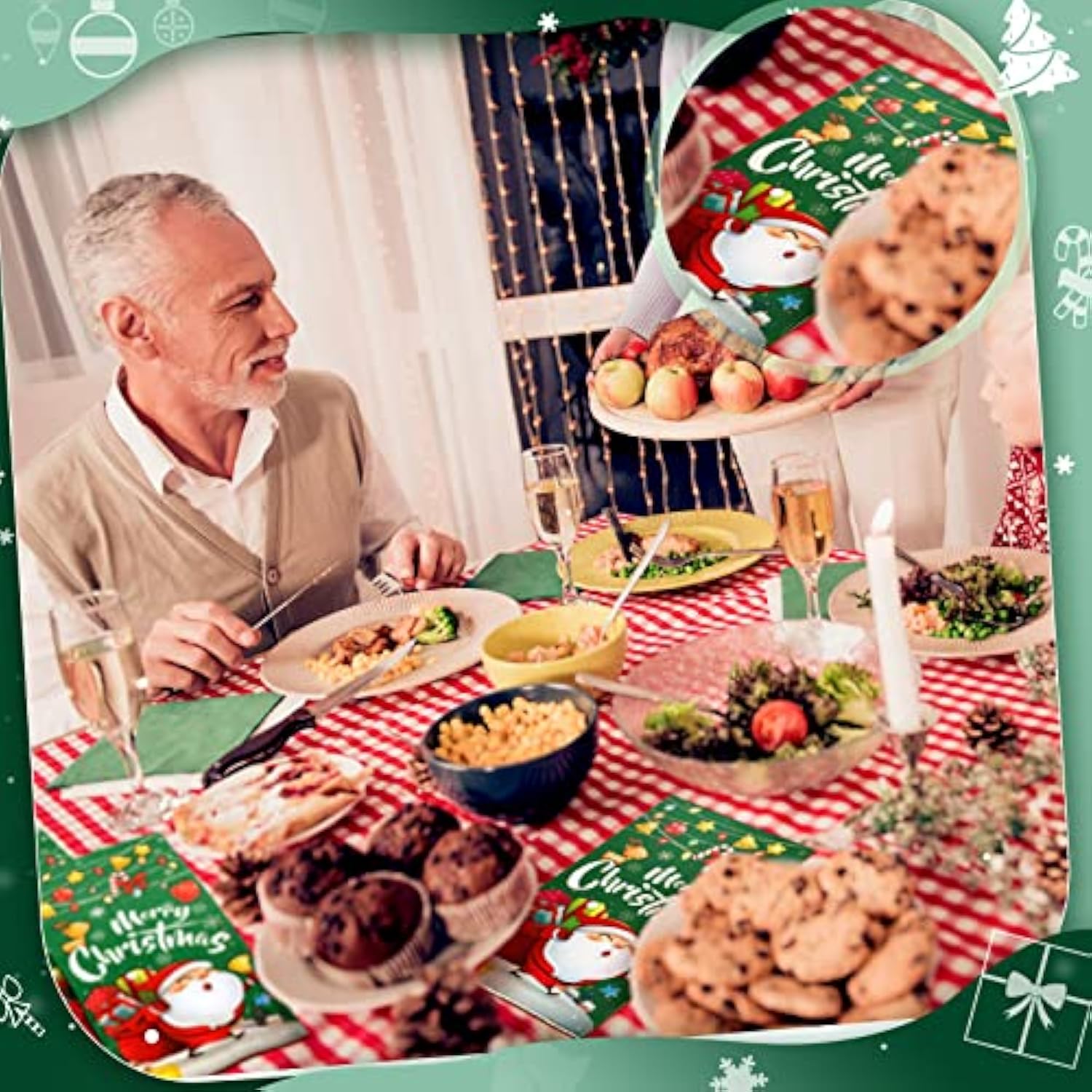 100 Pieces Christmas Paper Guest Napkins 3 Ply Merry Christmas Cocktail Napkins Disposable Xmas Bathroom Hand Towel Santa Gnome Christmas Tree Napkins For Party Supplies (Santa Claus)