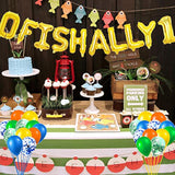 155 Pcs O Fish Ally 1 Birthday Party Decorations, Gone Fishing Balloon Garland Kit, The Big One Backdrop, Ofishally One Cake Cupcake Topper, Little Fisherman/Fishing Theme 1St Birthday Party Supplies