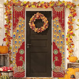 Happy Diwali Porch Banner Indian Diwali Peacock Front Porch Welcome Sign Deepavali Indian Festival Of Lights Decorations-12×71''