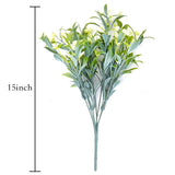 Artificial Flowers For Outdoor 8Pcs Plastic Flower Plants Fake Flowers Uv Resistant Faux Flowers (White)
