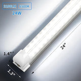 2 Pack 2FT LED Shop Lights 24W 3600LM 6500K D Shape Linkable T8 Integrated Utility Fixtures