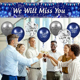 Blue We Will Miss You Party Decorations Navy Blue Silver We Will Miss You Banner And 18Pcs Good Luck Going Away Balloons For Farewell Retirement Graduation Coworker Leaving Goodbye Party