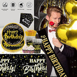 169pcs Black and Gold Birthday Party Decorations for 24 Guests