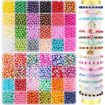2400Pcs Pearl Beads For Jewelry Making 48 Colorful 6Mm Round Pearl Beads For Bracelets Making Kit Small Pearl Filler Beads For Diy Craft Necklace Earrings