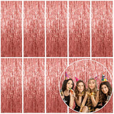10 Pack Foil Curtain Backdrop Rose Gold Metallic Tinsel Foil Fringe Curtains Photo Booth Props For Birthday Wedding Engagement Baby Shower Bachelorette Christmas Holiday Celebration Party Decorations