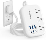 Travel Power Strip 3 Outlets 6 USB 3 USB C 24W Fast Charging 3FT Cord
