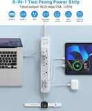 2 Prong to 3 Prong Power Strip Adapter with 6 ft Extension Cord
