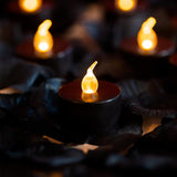 500Pcs Black Artificial Rose Petals With 24Pcs Black Battery Operated Flickering Flameless Tea Lights Candles (Black Tea Lights With Black Rose Petals)