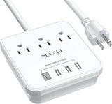 Cruise Ship Power Strip 3 Outlets 4 USB Ports USB C 6FT Extension Cord No Surge White