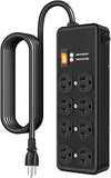 20A Heavy Duty Surge Protector Power Strip 8 Outlets 6FT Metal Wall Mount Black