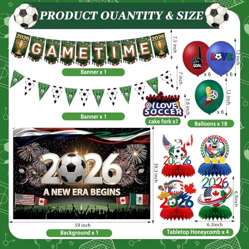 Soccer Birthday Party Decorations, 2026 Game Day Celebration Set