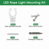 100Pcs 1/2 Inch Led Rope Outdoor Light Mounting Clips For Outside Led Light Hangers With 220Pcs Screws For Wedding Patio Christmas Party, Includes Drill & Ph1 Bit