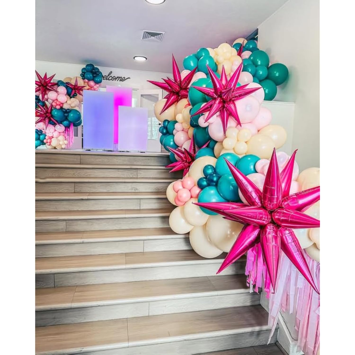 3Pcs 26Inch Babe Pink Star Foil Balloons.Babe Explosion Star Burst Star Balloon-Spike Cone Balloon For Birthday Party Decorations,Wedding,Bachelor Party