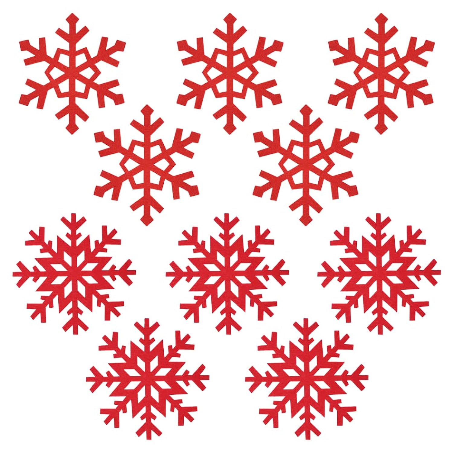 10Pcs Red Snowflake Felt Coasters Set Christmas Drink Coasters Cup Mat For Christmas Winter Party Decoration