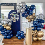 60pc Navy Blue & Gold Confetti Balloons for Weddings & Parties