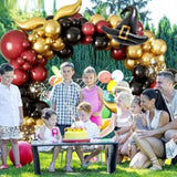 Burgundy Black Gold Balloon Garland Kit – Includes DIY Hat & Wings for Party Decorations