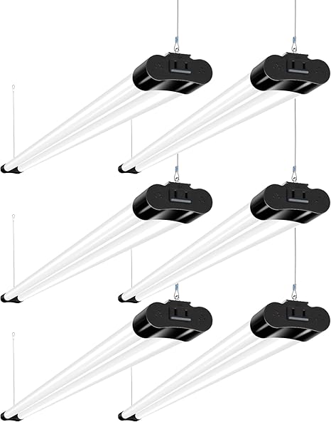 6 Pack 4FT Linkable LED Shop Lights 42W 4400LM 5000K Garage Utility Fixtures with Power Cord