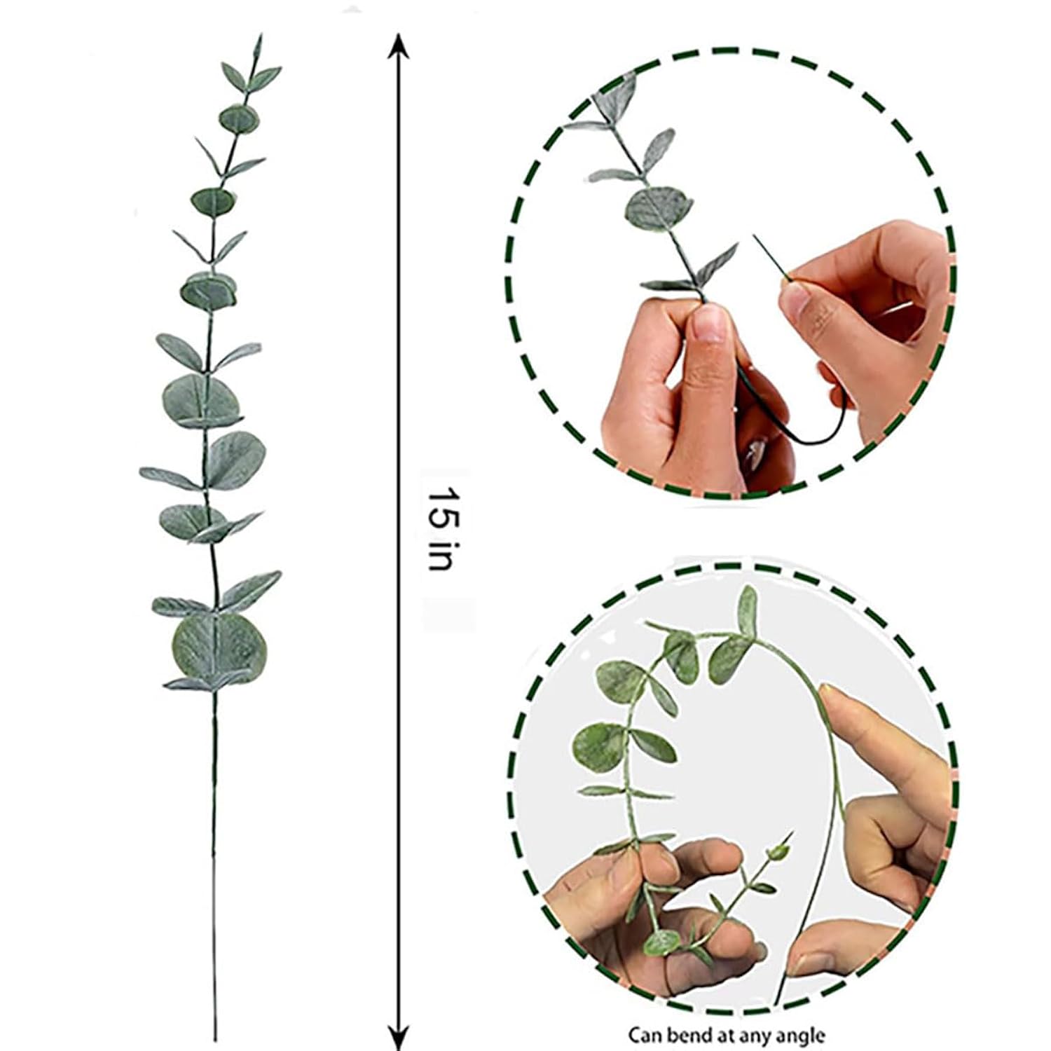 Fake Eucalyptus Stems Faux Eucalyptus Leaves Eucalyptus, Artificial Fake Greenery For Centerpiece, Real Touch Fake Greenery Branches For Wedding Flower Bouquet Home Office Decoration
