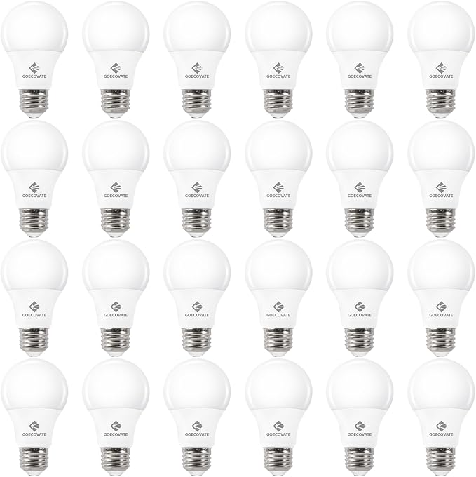24 Pack A19 LED Light Bulbs 8W 60W Equivalent 5000K Daylight 800 Lumens E26 Non-Dimmable ETL UL Listed