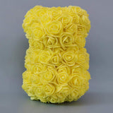 Artificial Rose Teddy Bear Dolls Teddy Bear Toy Artificial Preserved Flower Hand Made Teddy Bear For Valentines Day Mothers Day Birthdays Weddings Gift - Yellow