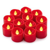 12 Pcs Red Led Tea Lights Battery Operated, Flameless Votive Tealights Fake Candles For Christmas Halloween Romantic Wedding Party Decorations