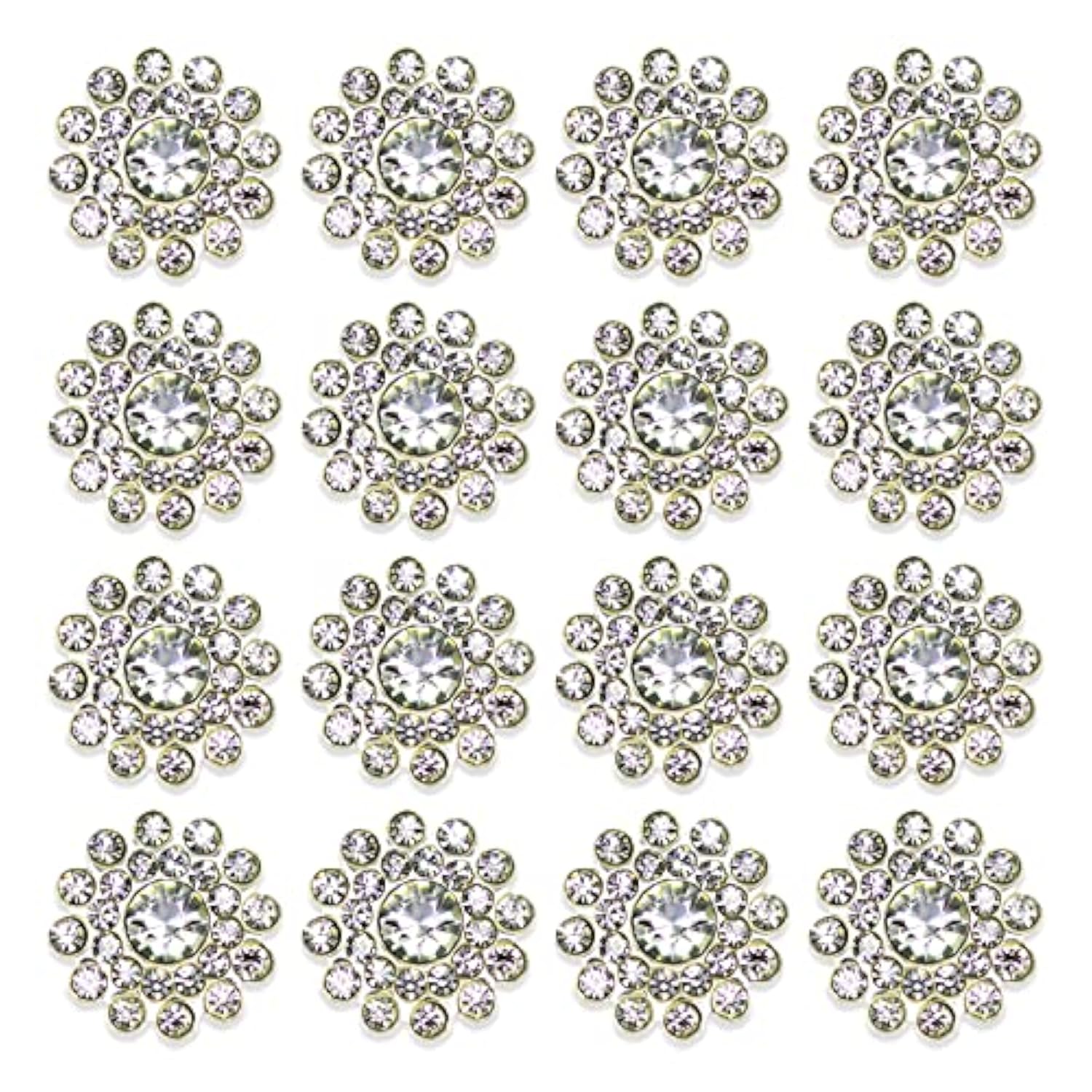 50 Pcs Rhinestone Embellishments Crystal Decoration Brooch Button Flat