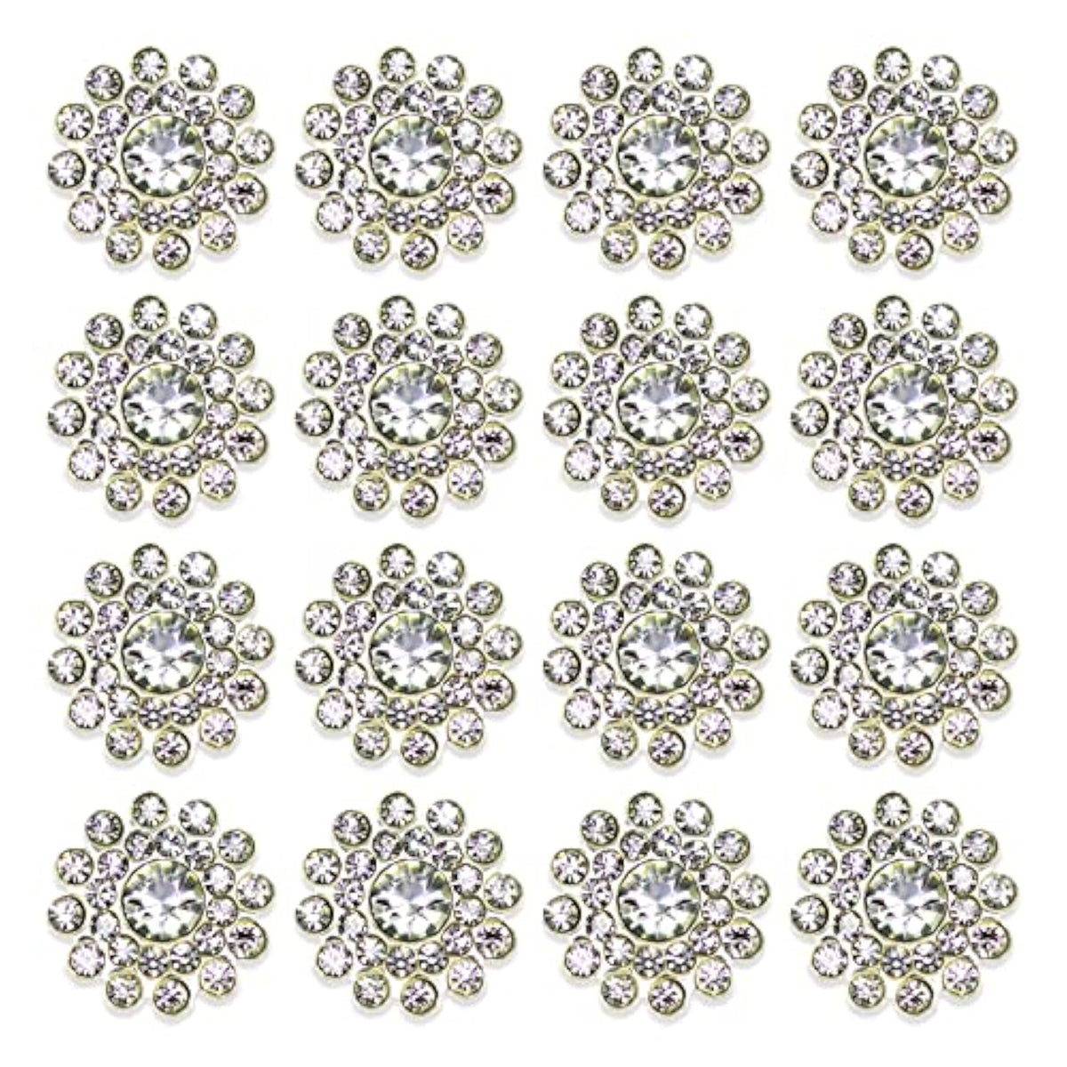 50 Pcs Rhinestone Embellishments Crystal Decoration Brooch Button Flat