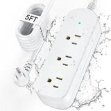Outdoor Weatherproof Power Strip 3 Outlets 5 Ft Extension Cord White