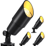 Matte Black Aluminum Outdoor Spot Lights With 4 Light Bulbs, 5W 2700K Warmlight 12V Low Voltage Landscape Lighting Fixture, Ip65 Waterproof Led Uplights For Garden Courtyard Pathway, 4 Pack
